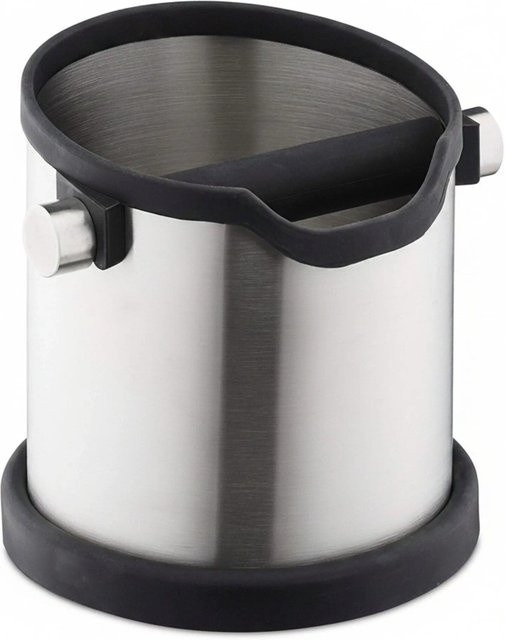 Relaxdays Abklopfbehälter aus Edelstahl in Silber mit schwarzer Gummierung, Durchmesser: 17 cm - Bild 1