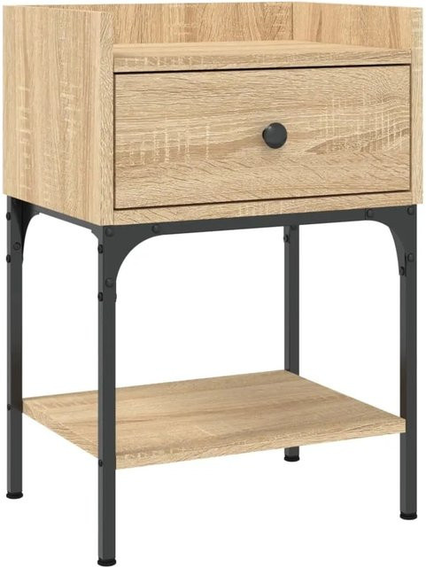 vidaXL Nachttisch in Sonoma-Eiche und Braun aus Holzwerkstoff und Eisen, B/T/H: 40,5 x 31 x 60 cm - Bild 1