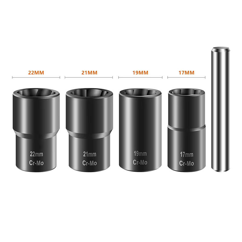 5er Set Mutter- und Bolzen-Extraktor Set für gebrochene Schrauben, Durchmesser: 17 mm, 19 mm, 21 mm und 22 mm - Bild 4