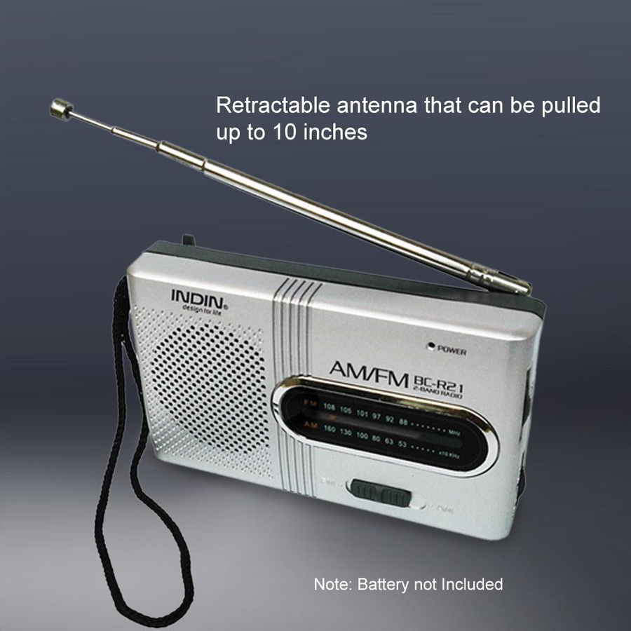 INDIN BC-R21 AM/FM Dualband-Radioempfänger tragbarer Player mit integriertem Lautsprecher und 3,5-mm-Klinkenstecker in Silber Grau - Bild 3