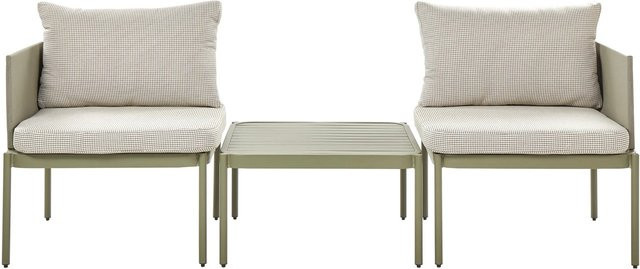Beliani Lounge Set TERRACINA in Olivgrün mit 2-Sitzer Sofa, Lounge-Sesseln und Couchtisch aus pulverbeschichtetem Aluminium - Bild 1