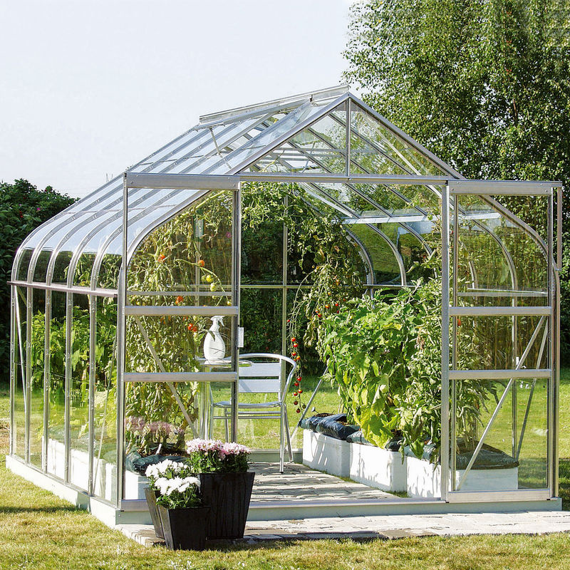 Vitavia Gewächshaus Dione 8300 mit Stahlfundamentrahmen und Glockendach in Silber, 8,3 m², Aluminium eloxiert und 3 mm ESG-Glas - Bild 2