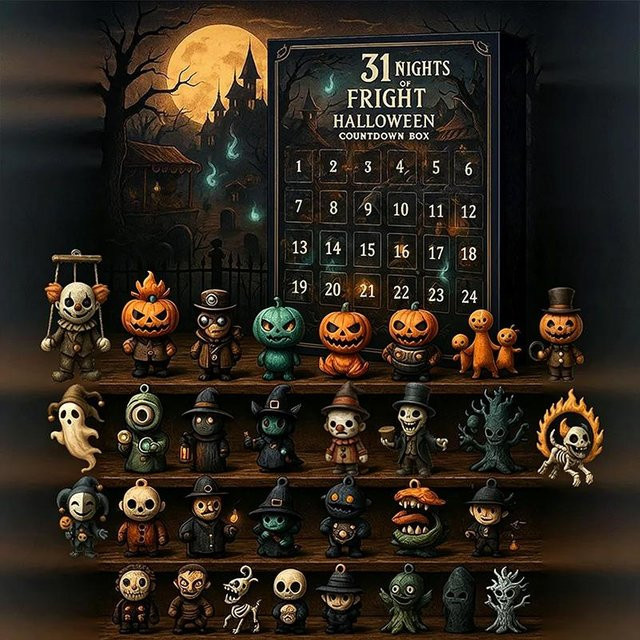 Halloween Grusel Countdown Box, mit Mini Gruselfiguren - Bild 1