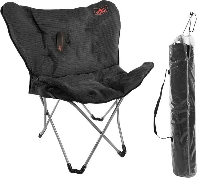 osoltus Butterfly Faltsessel Campingsessel in Schwarz mit Soft Touch 3D Stoff und pulverbeschichtetem Stahlgestell für Garten, Balkon und Wohnmobil - Bild 1