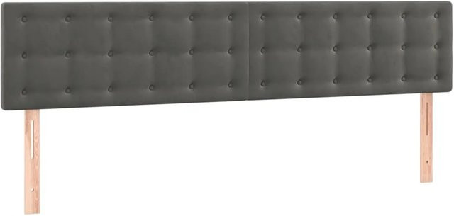 vidaXL LED Kopfteil aus Samt in Dunkelgrau mit USB-Ladeport und integrierter Beleuchtung, B: 160 cm, T: 5 cm, H: 78-88 cm - Bild 1