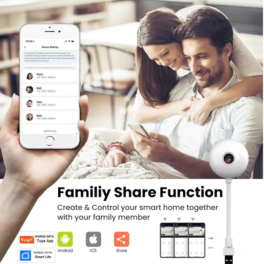 Tuya 5MP Mini WiFi Kamera Indoor 2K Sicherheit Kamera in Weiß mit AI Auto Tracking für Baby Monitor und IP Überwachung - Bild 5