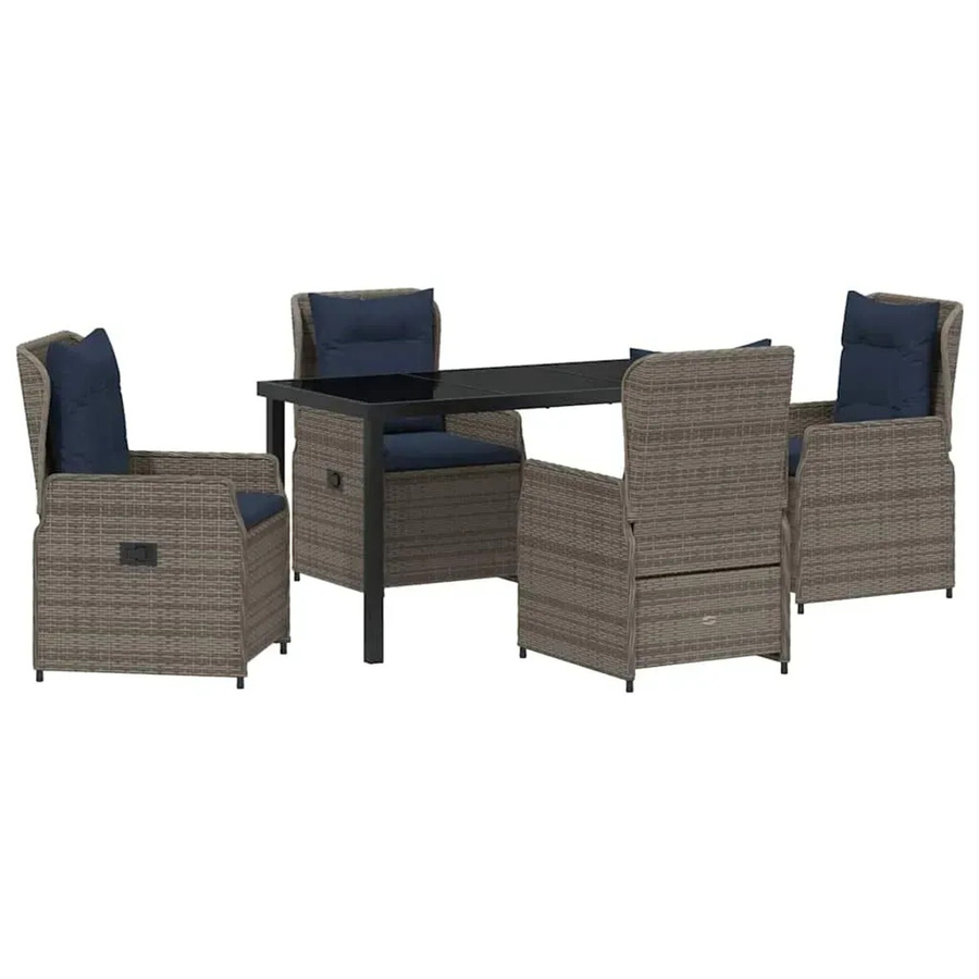 vidaXL Garten Essgruppe 5-teilig aus Poly-Rattan in Grau - Bild 2