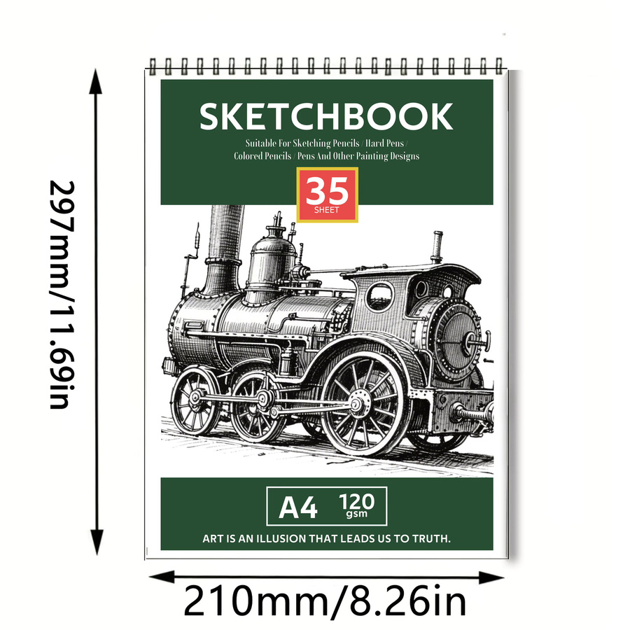Spiralgebundenes Kunst-Skizzenbuch für Profis, 35 Blatt weißes Zeichenbuch mit 120 g/m2, Format A4 - Bild 2
