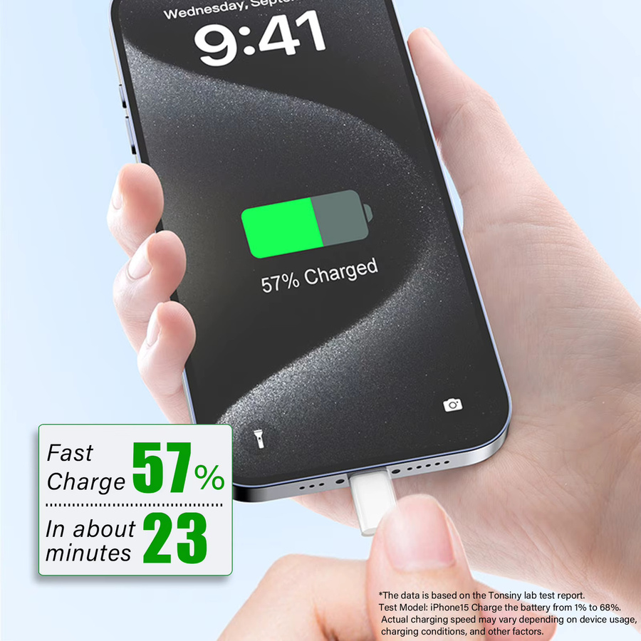 Tonsiny USB C Schnellladekabel 66W PD3.0 3A Datenleitung in Weiß für iPhone 15 16, iPad, MacBook, Samsung, Xiaomi und Google - Bild 2