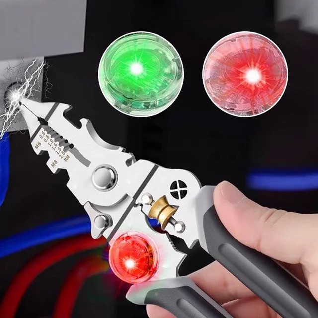 WOZOBUY Multifunktions-Elektrikerzange aus grauem Edelstahl mit Abisolierfunktion und elektrischer Messung - Bild 1
