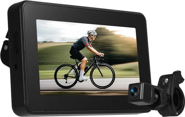 Musysh Action Camera mit 4,3 Zoll Bildschirm, Nachtsichtfunktion und 150 Grad Weitwinkelansicht inklusive verstellbarer Halterung für Mountainbike und Rennrad, Schwarz - Bild 1
