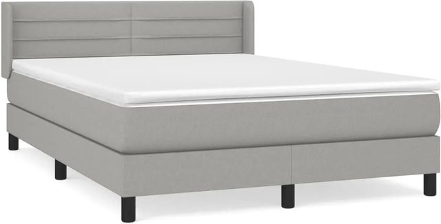 vidaXL Boxspringbett mit Matratze Hybrid-Design in Hellgrau, B/T/H: 140 x 190 cm - Bild 1
