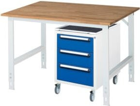 Rau Arbeitstisch Tom KM09 höhenverstellbar und rollbar, B/T/H: 125 x 100 x 91-123 cm, grau/mehrfarbig - Bild 1