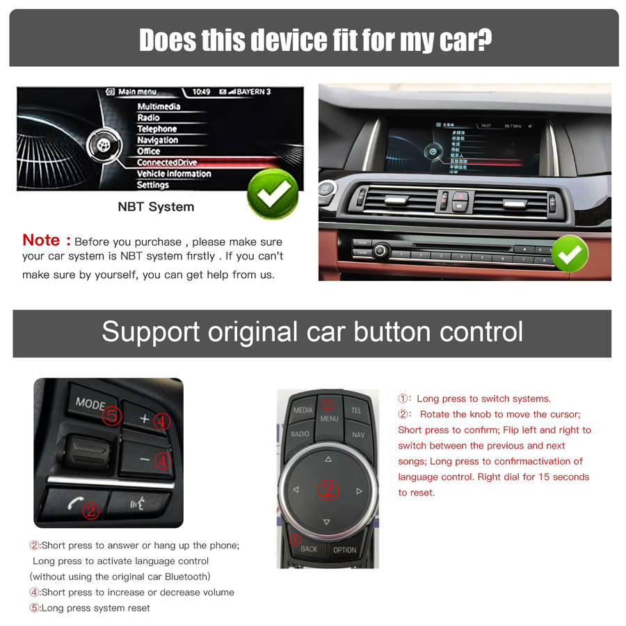 CARABC Drahtloses CarPlay und Android Auto Modul für BMW NBT 1 2 3 4 5 7 Serie, Schwarz - Bild 4