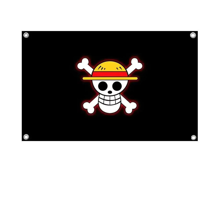 Bandai One Piece Luffy Strohhut-Piratenflagge Jolly Roger Totenkopf-Banner Schwarz, B: 150 cm, H: 90 cm - Bild 4