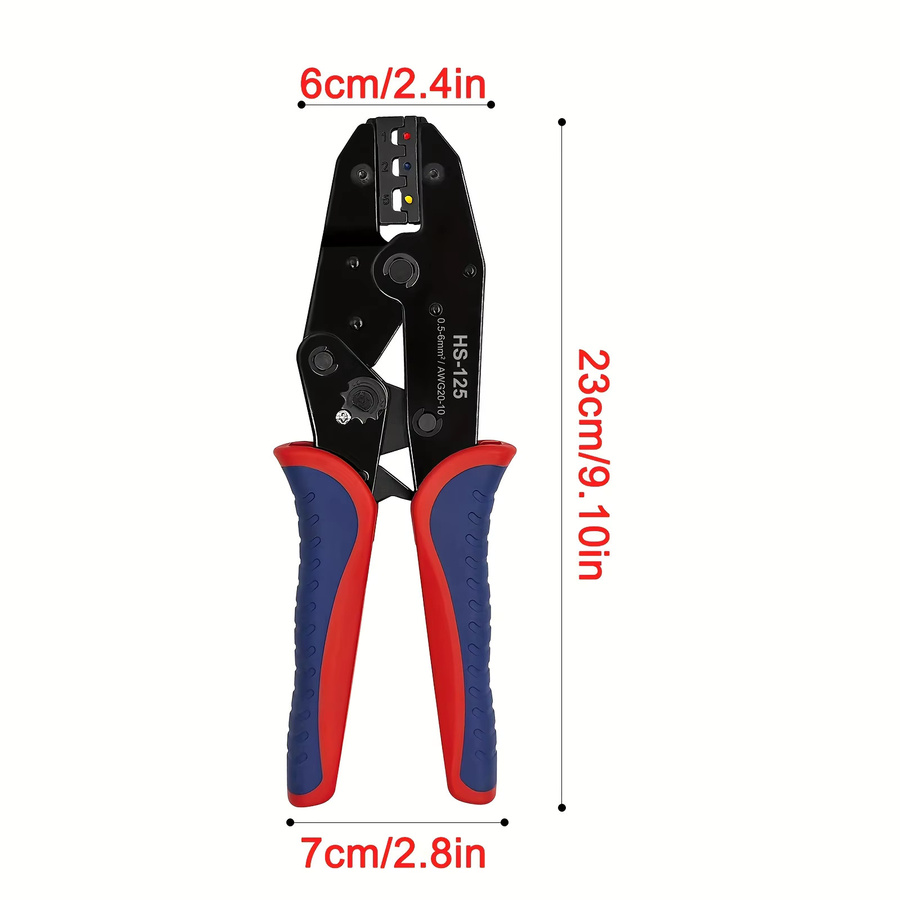 HS-125 Ratschen-Draht-Crimpzange für isolierte Nylon-Schrumpfklemmen AWG 20–10 - Bild 3