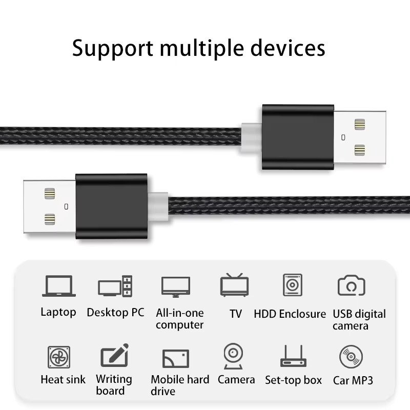 NNBILI USB A zu USB A Verlängerungskabel, Datenkabel für Festplatte, Webcam und Kamera, Schwarz - Bild 4