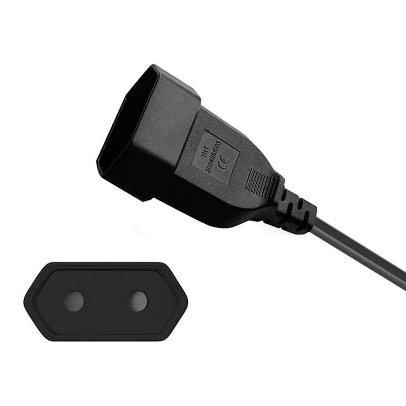 EU Power Verlängerungskabel Europäisches 2-poliges AC Stromkabel Stecker auf Buchse in Schwarz - Bild 5