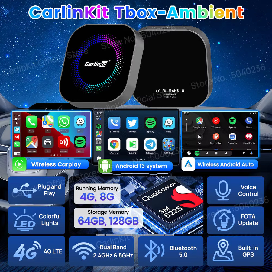 CarlinKit Kabelloser CarPlay Android Auto Adapter mit Android 13 Ai Box, unterstützt Netflix und Play Store, Schwarz - Bild 2