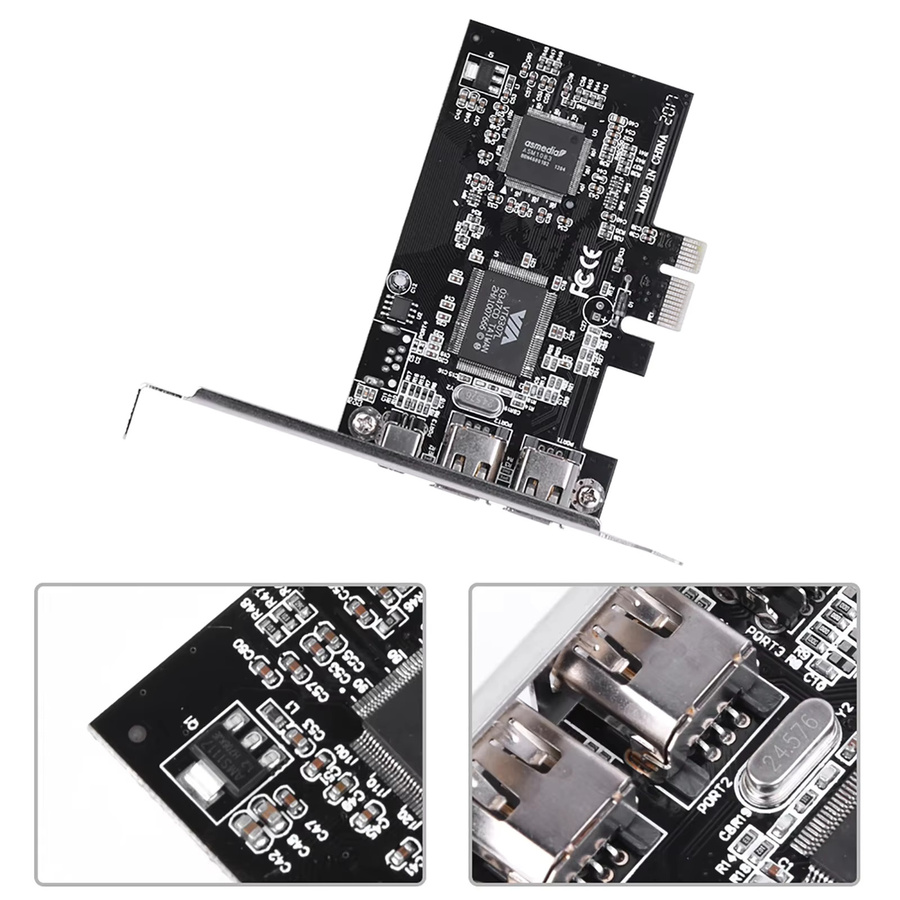 PCI-E Firewire 1394a Controllerkarte IEEE 1394 mit Firewire-Kabel in Schwarz - Bild 3