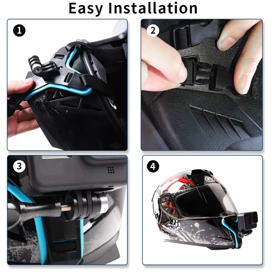 Helm-Kinnhalterung in Schwarz für DJI Action 6, DJI Action 5 Pro und GoPro Hero 13, 12, 11 Kamera-Zubehör für Motorradhelme - Bild 6