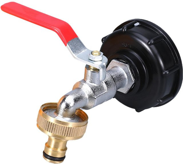 TOMTOP JMS Wasserhahn für IBC-Tank-Ablaufadapter mit 3/4-Zoll-Gewindeanschluss aus Messing in Silber - Bild 1