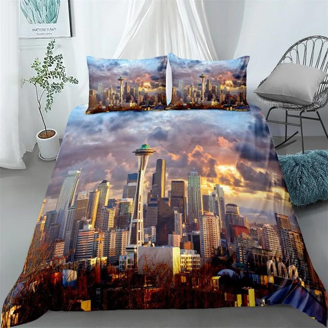 City View Bettbezug-Set Dubai City Night View Bettwäsche-Set für Erwachsene, 3-teilig, B/H: 180 x 220 cm - Bild 1