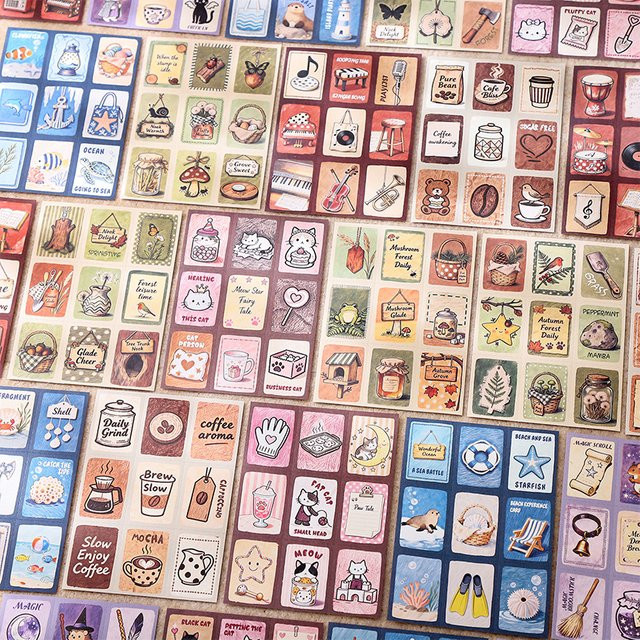 20 Blatt Doodle-Notizen-Serie beschreibbare und abreißbare Vintage-Collage-Sticker in Multicolour für dein DIY Journal Scrapbooking und Tagebuch - Bild 1