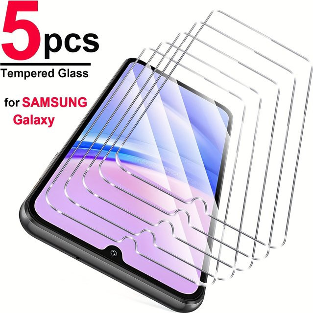 5 Stück Displayschutzfolien aus gehärtetem Glas für Samsung Galaxy A-Serie (A05, A06, A12, A13, A14, A15, A16, A22, A23, A24, A25, A26, A32, A33, A34) in Transparent - Bild 1
