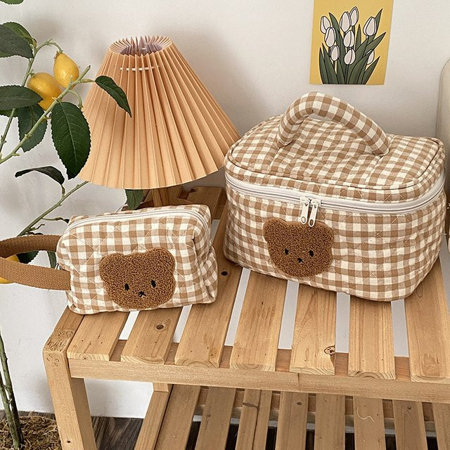 Tragbare Bären-Windeltasche und Baby-Organizer in Beige mit Reißverschluss - Bild 1