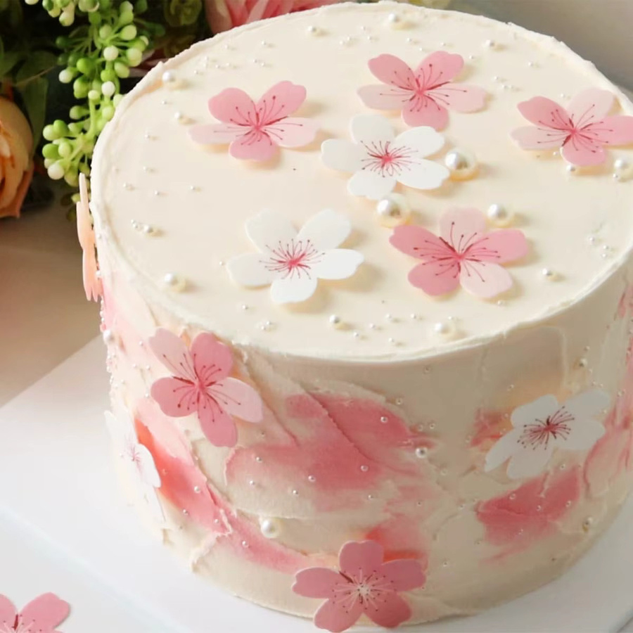 60 Stück Blumen Cupcake Topper Sakura Kirsche Pink aus Papier für Geburtstag Hochzeit und Babyparty - Bild 2