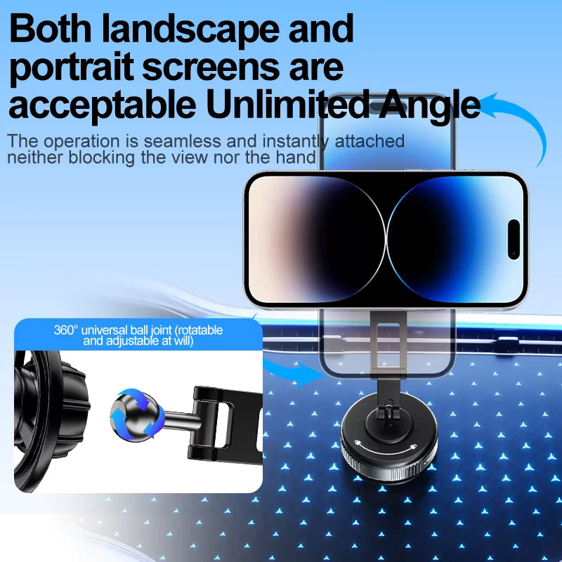 Magnetische Saugnapf-Telefonhalterung mit Vakuum und 360 Grad Metallstrebe in Schwarz für iPhone Samsung Xiaomi - Bild 4
