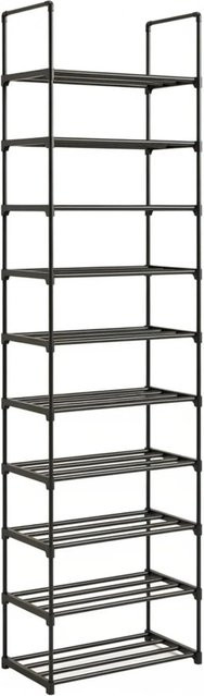 Relaxdays Schuhregal aus Metall in Schwarz mit 10 Ebenen und Stecksystem, H x B x T: 174 x 45 x 30 cm - Bild 1