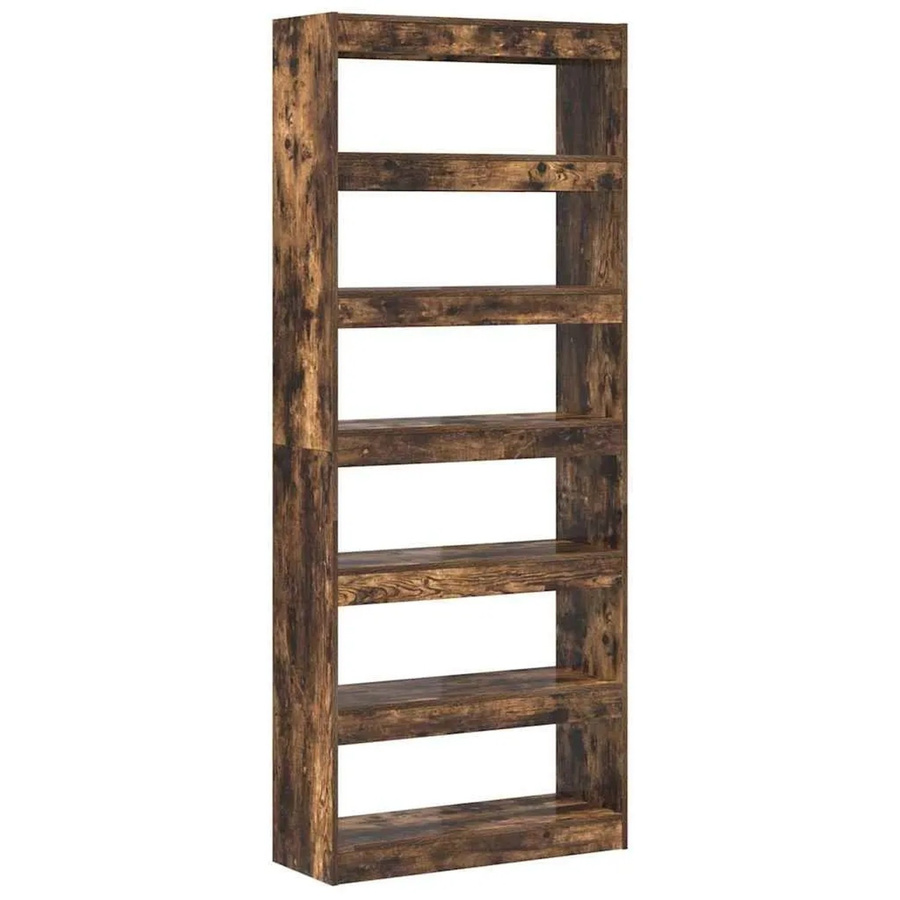 vidaXL Bücherregal in Räuchereiche, modernes Standregal aus Holzwerkstoff für Wohnzimmer oder Büro, B: 80 cm, T: 30 cm, H: 198 cm - Bild 2