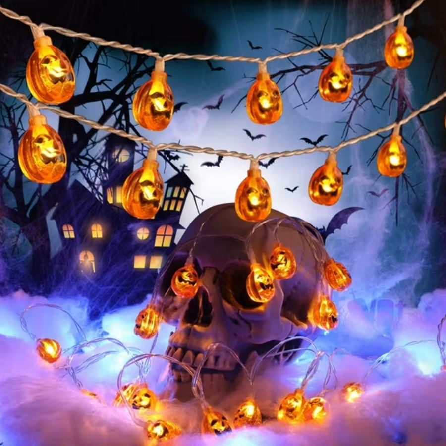 Peach Forest LED Halloween Kürbis Lichterkette mit 10 LEDs für Haus und Garten - Bild 2