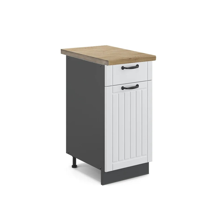Vicco Küchenunterschrank Fame-Line in Weiß und Anthrazit mit Eiche-Optik im Landhausstil, Breite: 40 cm - Bild 2