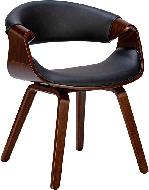 DELUKE Esszimmerstuhl VIZON in Schwarz und Walnuss aus Kunstleder mit Armlehnen, B/T/H: 62 x 52 x 76 cm - Bild 1
