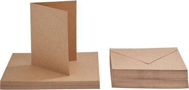 VBS Doppelkarten mit Umschlägen aus Kraftpapier in Braun, 50 Stück, Format A6 - Bild 1