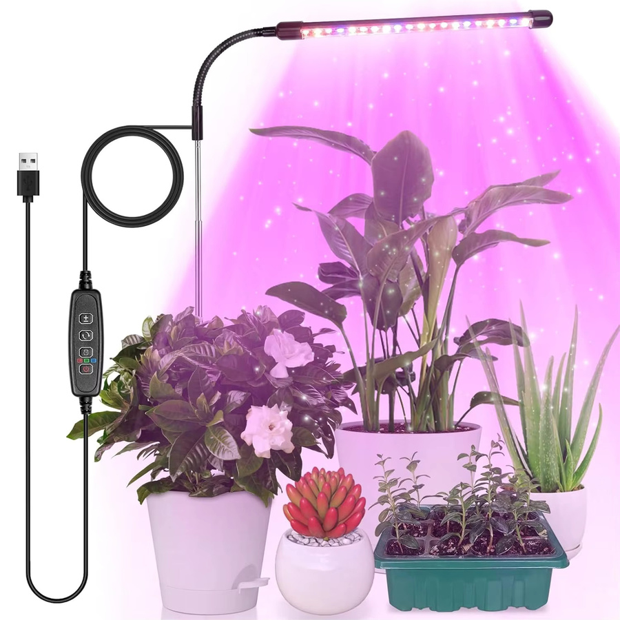 KEBINCPLED USB Pflanzenwachstumslampe mit Vollspektrum-Licht, dimmbar und mit Timer, Schwarz - Bild 2