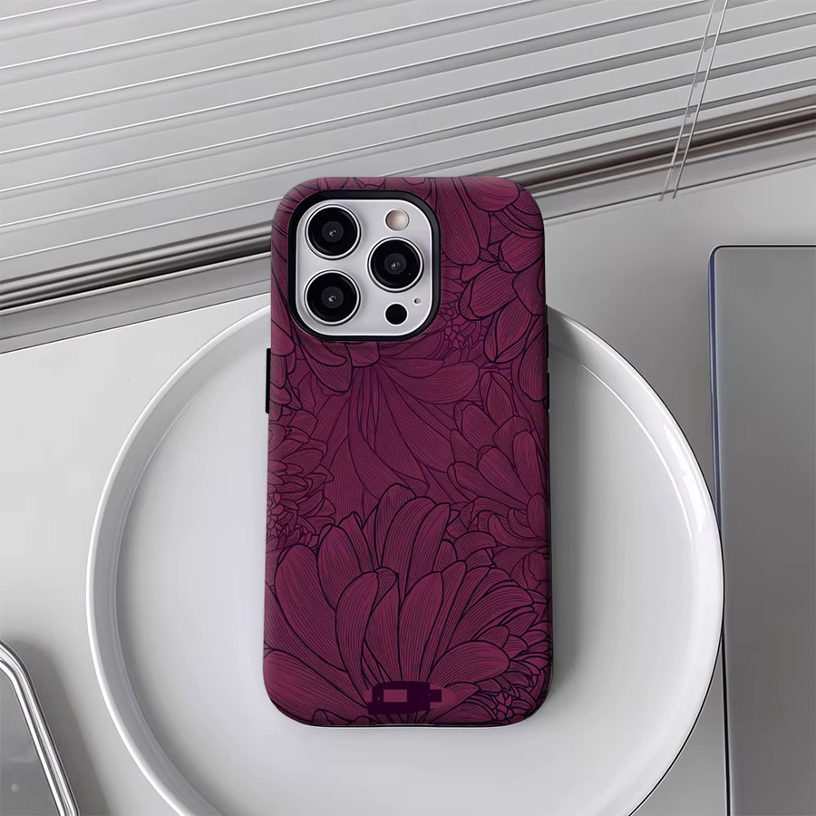 Potdemiel Handyhülle mit Blütenblatt-Design für iPhone 17 16 15 14 13 Pro Max Plus, magnetisch, rot und lila - Bild 4