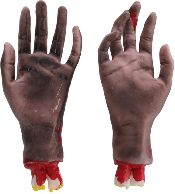 2er-Set lebensechte abgetrennte Hände aus Sicherheitsvinyl als Halloween Requisiten für Cosplay und Bühnendekoration in Multicolor - Bild 1