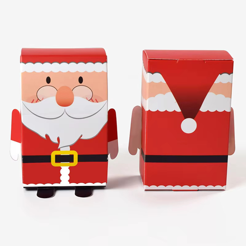 5er Set Weihnachtliche DIY Geschenkboxen aus Papier in Santa Claus Design, bunte Würfelboxen für Süßigkeiten und Kekse zur Weihnachtsdekoration - Bild 1