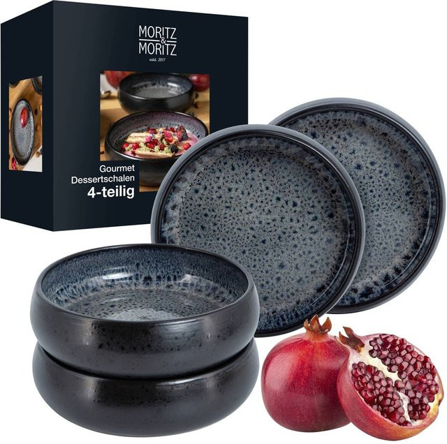 Moritz & Moritz Dessertschalen-Set aus Steinzeug in Grauschwarz, Höhe: 5 cm, Durchmesser: 19 cm - Bild 1