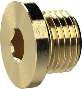 Riegler Verschlussschraube aus Messing mit Innensechskant und Bund, G 2, SW 27, Farbe Gold - Bild 1