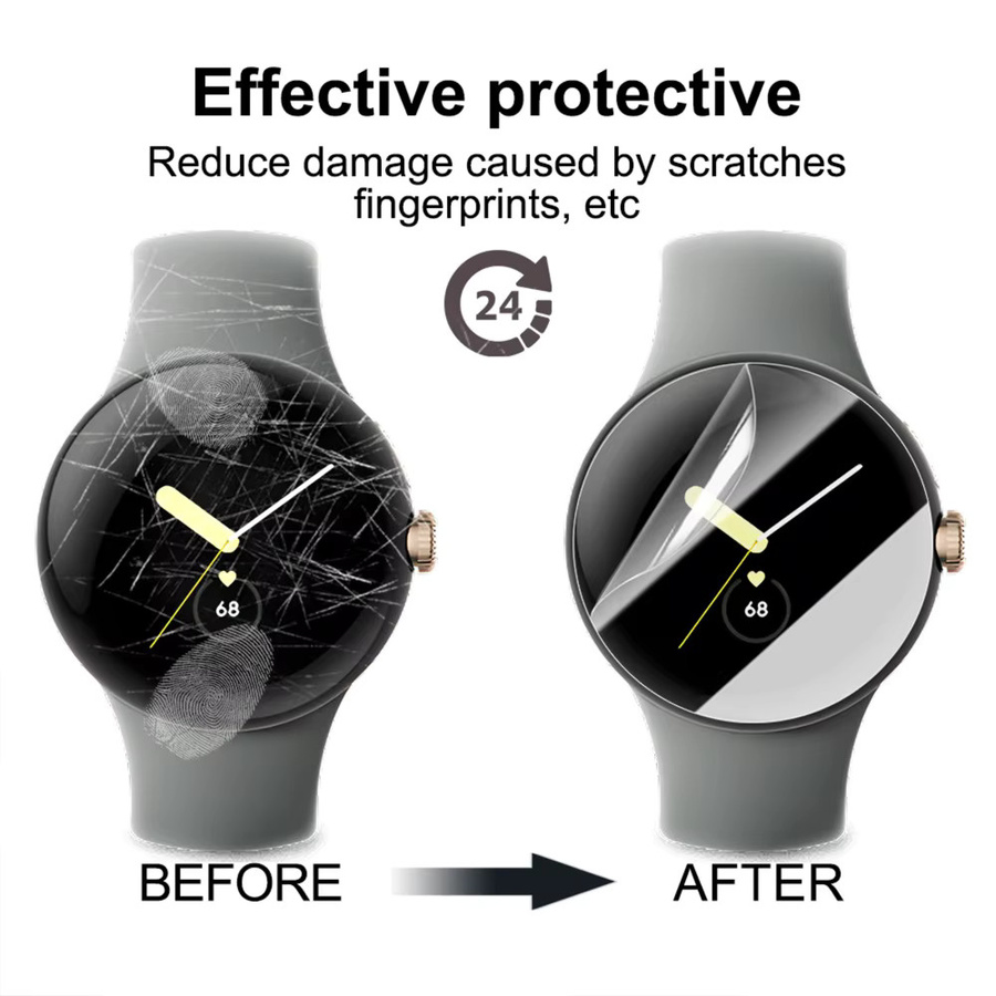 BAPPSUS Hydrogel-Displayschutzfolie für Google Pixel Watch 4 (41 mm und 45 mm), transparente Schutzfolie mit vollständiger Abdeckung und gebogenem Schutz - Bild 6