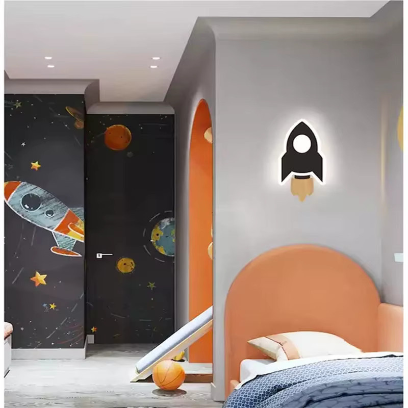 Homocean LED Wandleuchte für Kinderzimmer in Raketen Stern und Mond Form aus Acryl - Bild 2