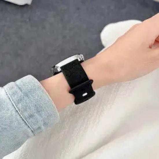 Foucsontop Uhrenarmband Silikon, Rosenmuster, Schwarz, Unisex - Bild 1