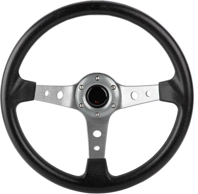 Igeteck Universal Sport Racing Drift Lenkrad aus Aluminium und PU-Leder in Silber Grau 350 mm - Bild 1
