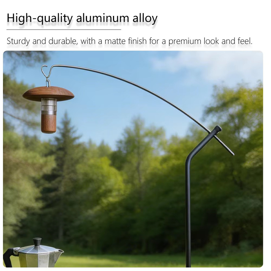 TARKA Giraffen-Lampenständer für Outdoor-Camping in Schwarz mit Holz-Elementen und Filament-Leuchtmittel - Bild 4