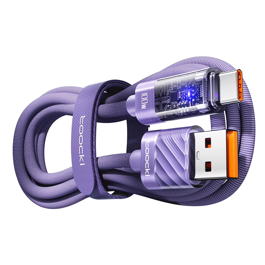 Toocki USB-C-auf-Typ-C-Schnellladekabel 100 W in Purple mit automatischer Abschaltung - Bild 7